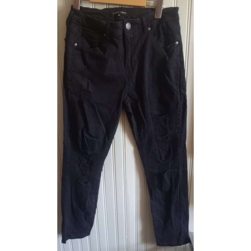 Almost Famous Distressed Skinny Jeans Black Pretorn Denim Pants Size 13 Women